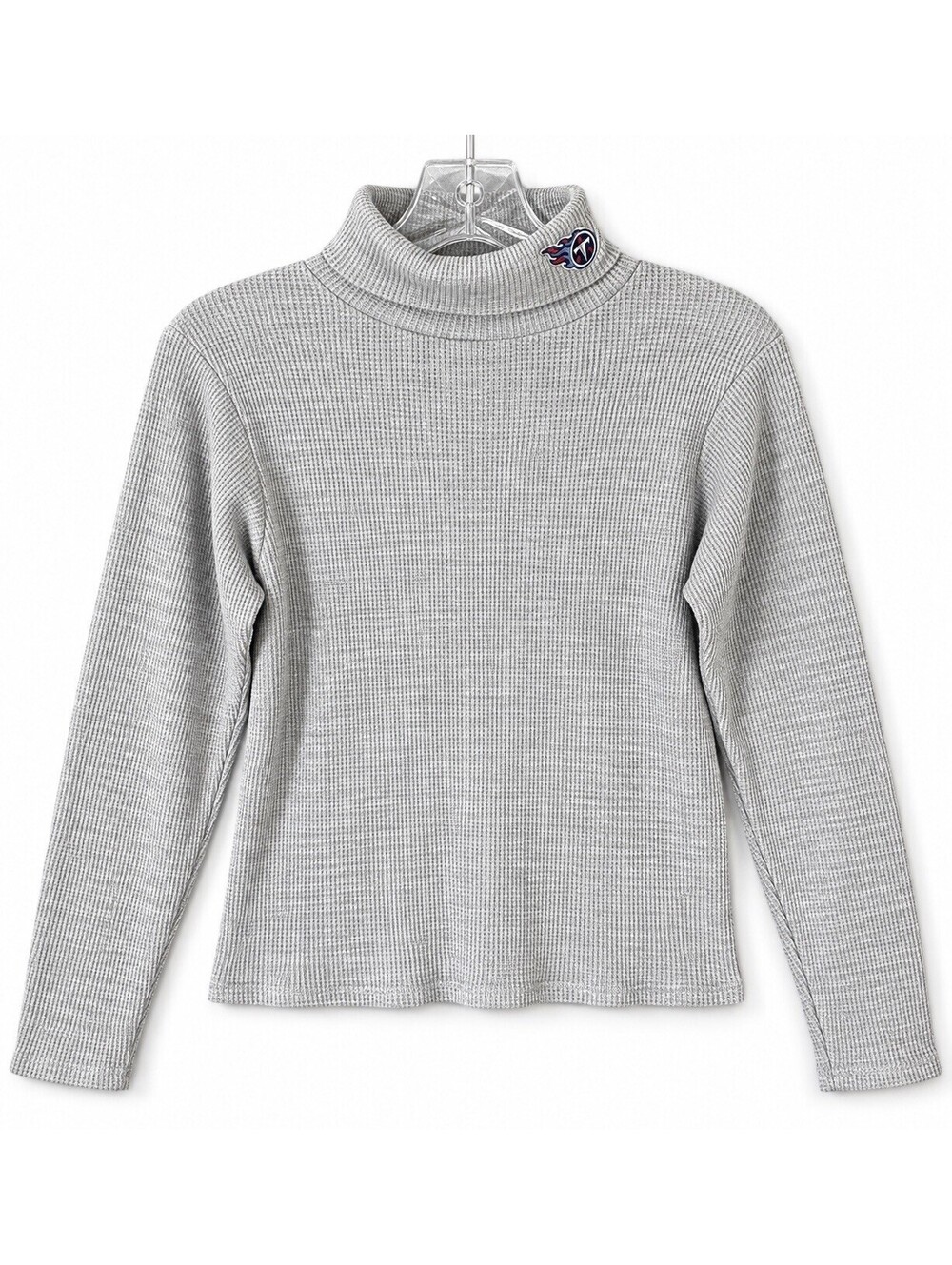 NFL Tennessee Titans Womens sz M Waffle Knit Mock Neck Thermal Gray Long Sleeves